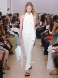 Runway image of model in Lara Knit Dress In Viscose Boucle in white