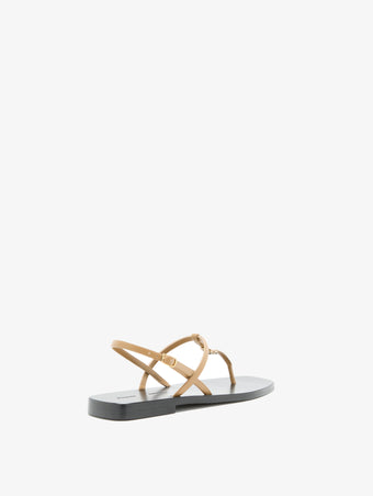 Proenza Schouler Back image of Monogram T Strap Sandals in Khaki