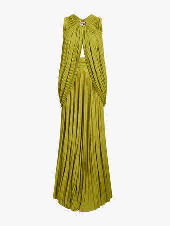Proenza Schouler Still Life image of Bari Dress In Gauzy Jersey in Olive
