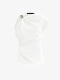 Proenza Schouler Still life image of Malika Top In Matte Double Crepe in White