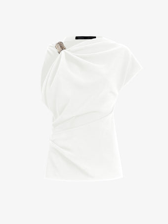 Proenza Schouler Still life image of Malika Top In Matte Double Crepe in White