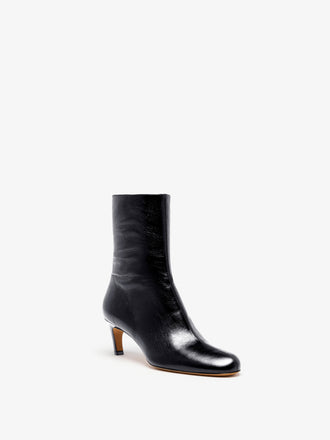 Proenza Schouler 3/4 Front image of Uma Ankle Boots in Slick Calf in Black