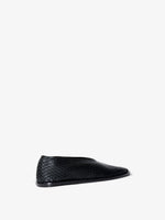 Back 3/4 image of the Square Perforated Slippers in black