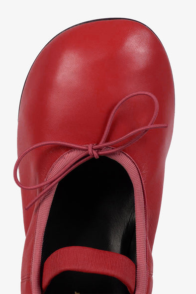 Aerial image of Glove Mary Jane ballet pumps in RED