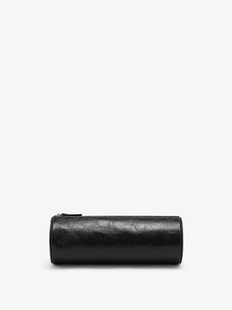 Proenza Schouler Front image of Silo Clutch in Shiny Calf in Black