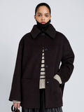 Proenza Schouler Front cropped image of model wearing Lisa Coat in Double Face Wool in Hickory