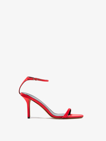 Proenza Schouler Front image of Slash Ankle Strap Sandals in Satin in sumac