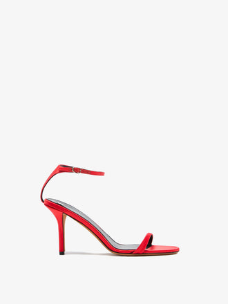 Proenza Schouler Front image of Slash Ankle Strap Sandals in Satin in sumac