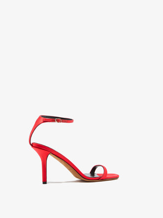 Proenza Schouler Back image of Slash Ankle Strap Sandals in Satin in sumac