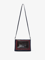 Front image of Triple Zip Pouch in DEEP NAVY/GARNET/MOCHA