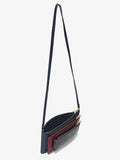 Interior image of Triple Zip Pouch in DEEP NAVY/GARNET/MOCHA
