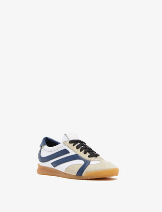 Proenza Schouler 3/4 side image of Track Sneakers in navy,biege,white