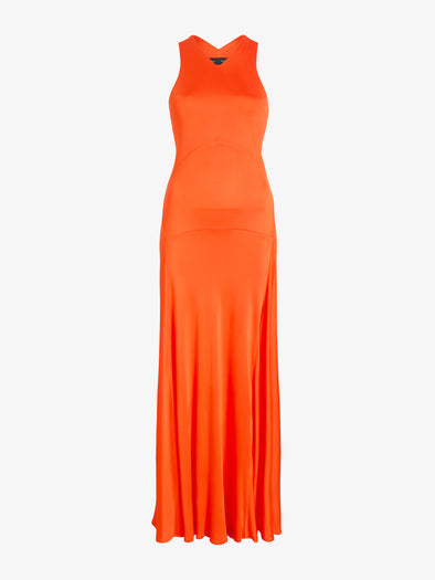 Proenza Schouler Still Life image of Naia Dress in Viscose Satin Jersey in Tangerine