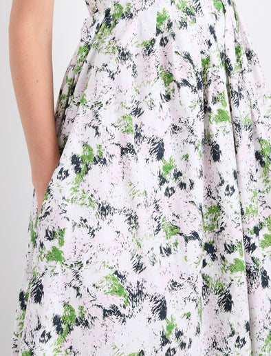 Proenza Schouler detail image of Virella Dress in Printed Cotton in Orchid Multi