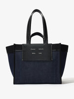 Front view of XL Morris Tote in Denim in indigo